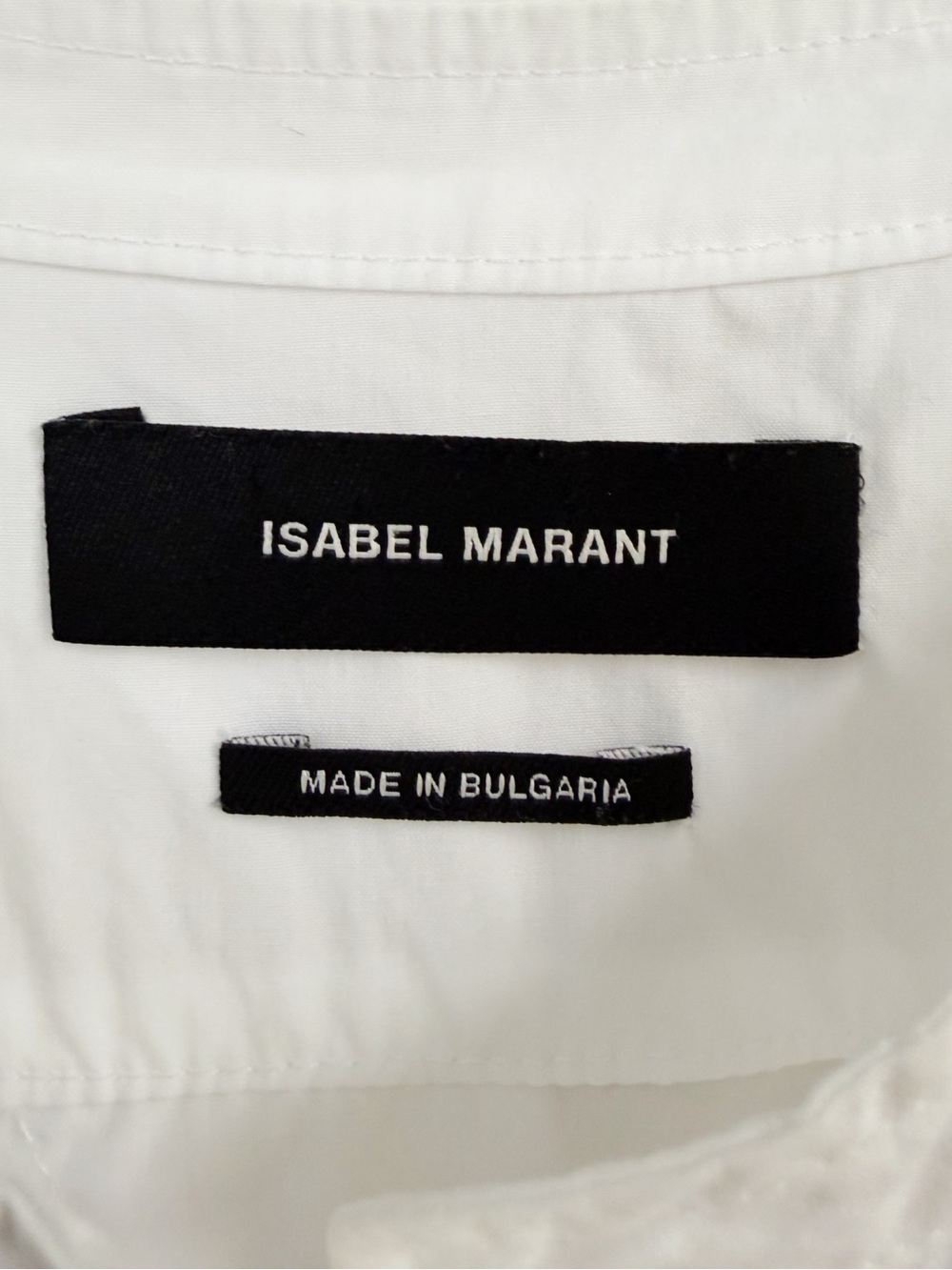 Isabel Marant | Popover White Long Sleeve Cotton Crochet Trim Shirt Dress - Picture 13 of 15